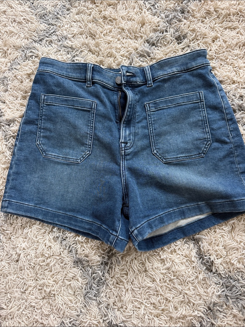 High-Rise Faherty Women's Denim Shorts in Blue